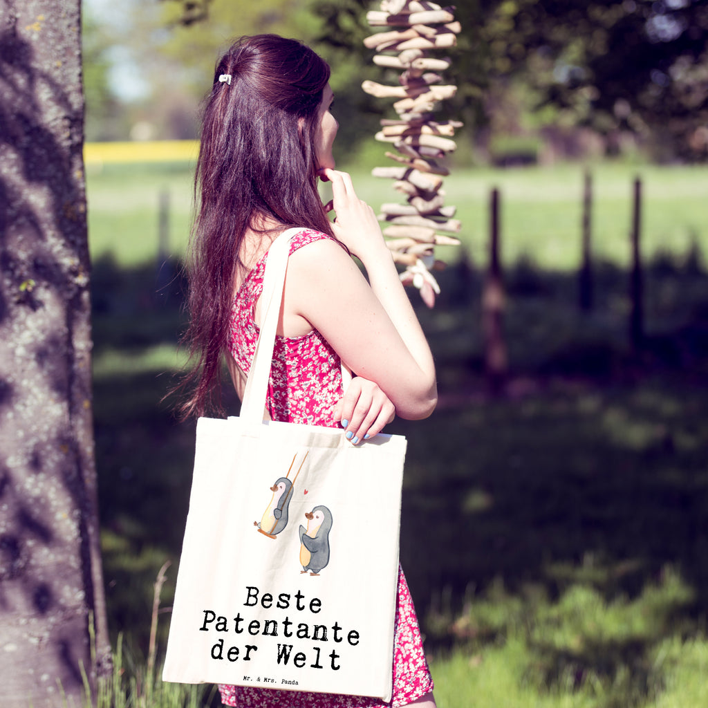 Tragetasche Pinguin Beste Patentante der Welt Beuteltasche, Beutel, Einkaufstasche, Jutebeutel, Stoffbeutel, für, Dankeschön, Geschenk, Schenken, Geburtstag, Geburtstagsgeschenk, Geschenkidee, Danke, Bedanken, Mitbringsel, Freude machen, Geschenktipp, Patentante, Paten Tante, Lieblingstante, Taufpartner, Taufe, Familie, Kleinigkeit, Nichte, Neffe