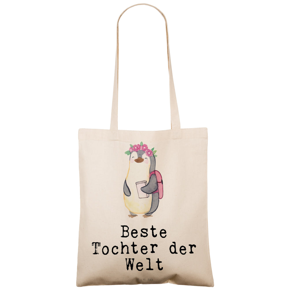 Tragetasche Pinguin Beste Tochter der Welt Beuteltasche, Beutel, Einkaufstasche, Jutebeutel, Stoffbeutel, für, Dankeschön, Geschenk, Schenken, Geburtstag, Geburtstagsgeschenk, Geschenkidee, Danke, Bedanken, Mitbringsel, Freude machen, Geschenktipp, Tochter, Töchter, Töchterchen, Geburt, Kleine, Mutter, Vater, Kind, Kinder, Familie, Belohnung