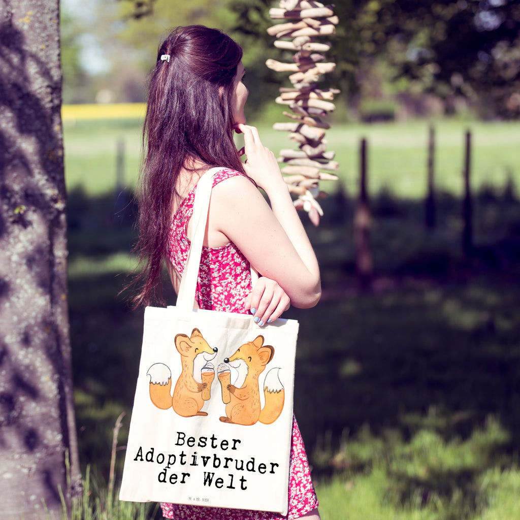 Tragetasche Fuchs Bester Adoptivbruder der Welt Beuteltasche, Beutel, Einkaufstasche, Jutebeutel, Stoffbeutel, für, Dankeschön, Geschenk, Schenken, Geburtstag, Geburtstagsgeschenk, Geschenkidee, Danke, Bedanken, Mitbringsel, Freude machen, Geschenktipp, Adoptivbruder, adoptiert, Bruder, Brudi, Geschwister, Bruderherz, Schwester, Familie, Kleinigkeit, Brother, Bester, Sohn