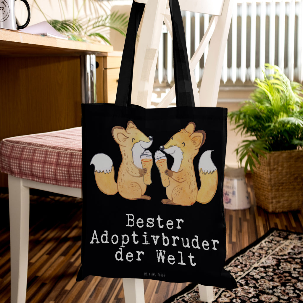 Tragetasche Fuchs Bester Adoptivbruder der Welt Beuteltasche, Beutel, Einkaufstasche, Jutebeutel, Stoffbeutel, für, Dankeschön, Geschenk, Schenken, Geburtstag, Geburtstagsgeschenk, Geschenkidee, Danke, Bedanken, Mitbringsel, Freude machen, Geschenktipp, Adoptivbruder, adoptiert, Bruder, Brudi, Geschwister, Bruderherz, Schwester, Familie, Kleinigkeit, Brother, Bester, Sohn