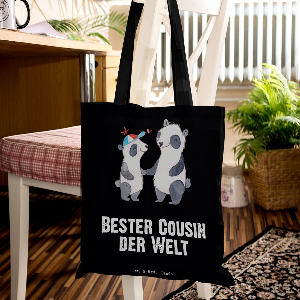 Tragetasche Panda Bester Cousin der Welt Beuteltasche, Beutel, Einkaufstasche, Jutebeutel, Stoffbeutel, für, Dankeschön, Geschenk, Schenken, Geburtstag, Geburtstagsgeschenk, Geschenkidee, Danke, Bedanken, Mitbringsel, Freude machen, Geschenktipp, Cousin, Kousin, Vetter, Sohn von Onkel, Sohn von Tante, Familie, Verwandtschaft, Cousine