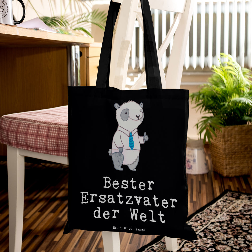 Tragetasche Panda Bester Ersatzvater der Welt Beuteltasche, Beutel, Einkaufstasche, Jutebeutel, Stoffbeutel, für, Dankeschön, Geschenk, Schenken, Geburtstag, Geburtstagsgeschenk, Geschenkidee, Danke, Bedanken, Mitbringsel, Freude machen, Geschenktipp, Bester, Ersatzvater, Ersatz, zweiter, Vater, Papa, Dad, Daddy, Paps, Papi, Vati, Eltern, Geschenk Vater, Mann, Familie, Kleinigkeit