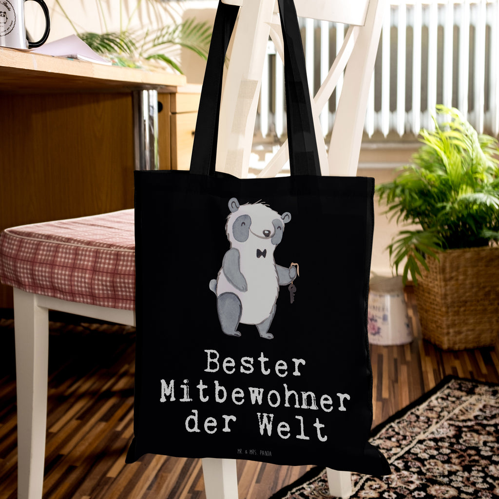 Tragetasche Panda Bester Mitbewohner der Welt Beuteltasche, Beutel, Einkaufstasche, Jutebeutel, Stoffbeutel, für, Dankeschön, Geschenk, Schenken, Geburtstag, Geburtstagsgeschenk, Geschenkidee, Danke, Bedanken, Mitbringsel, Freude machen, Geschenktipp, Mitbewohner, WG, Zimmernachbar, Wohngemeinschaft, WG-Bewohner, Zimmerkollege, Zimmergenosse, Stubenkamerad
