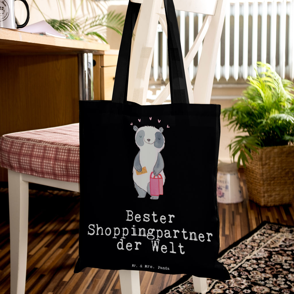 Tragetasche Panda Bester Shoppingpartner der Welt Beuteltasche, Beutel, Einkaufstasche, Jutebeutel, Stoffbeutel, für, Dankeschön, Geschenk, Schenken, Geburtstag, Geburtstagsgeschenk, Geschenkidee, Danke, Bedanken, Mitbringsel, Freude machen, Geschenktipp, Shoppingpartner, Shoppen, Begleitung, Partner, Freundin, Freund, bff, Shopping, Einkaufen, Shopping-Queen, Queen, Bester