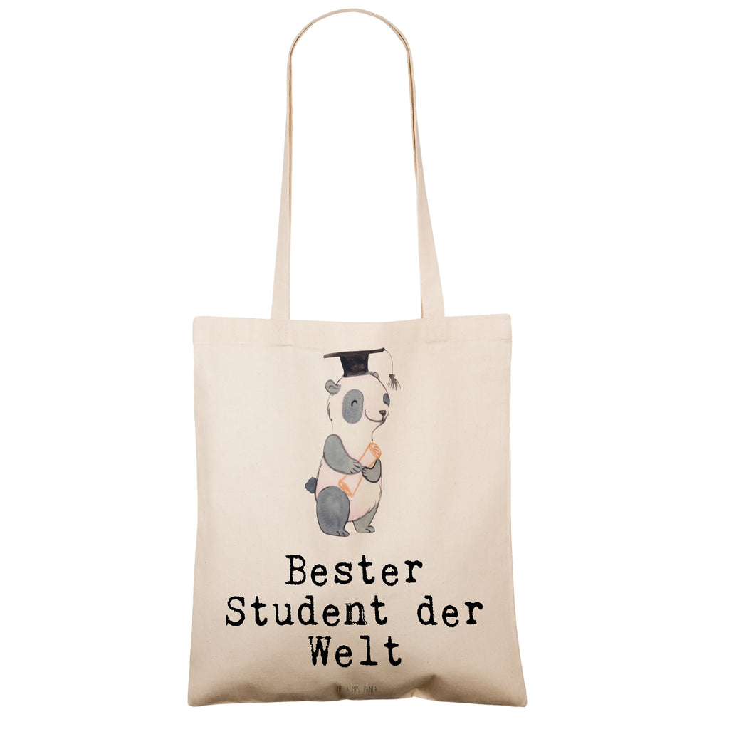 Tragetasche Panda Bester Student der Welt Beuteltasche, Beutel, Einkaufstasche, Jutebeutel, Stoffbeutel, für, Dankeschön, Geschenk, Schenken, Geburtstag, Geburtstagsgeschenk, Geschenkidee, Danke, Bedanken, Mitbringsel, Freude machen, Geschenktipp, Student, Studium, Sohn, Spaß, Musterschüler, lustig, Studienabschluss, witzig, Universität, Abschluss, Alumni, Uni, Studenten, Hochschule