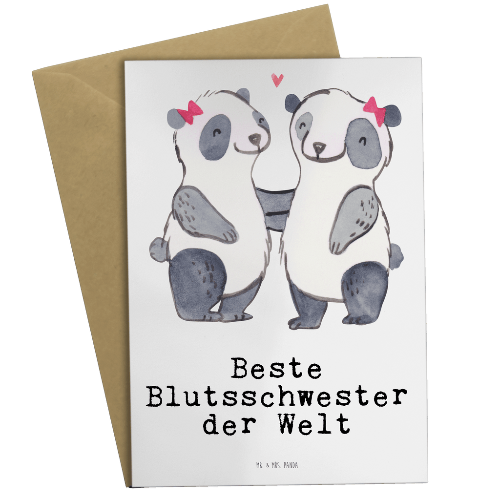 Grußkarte Panda Beste Blutsschwester der Welt Klappkarte, Einladungskarte, Glückwunschkarte, Hochzeitskarte, Geburtstagskarte, Karte, für, Dankeschön, Geschenk, Schenken, Geburtstag, Geburtstagsgeschenk, Geschenkidee, Danke, Bedanken, Mitbringsel, Freude machen, Geschenktipp, Blutsschwester, Blutsgeschwister, Freundin, Bae, Schwestern, Schwester, Geschwister, Schwesterherz, Sister, Familie, Kleinigkeit, Beste, Tochter, Liebe
