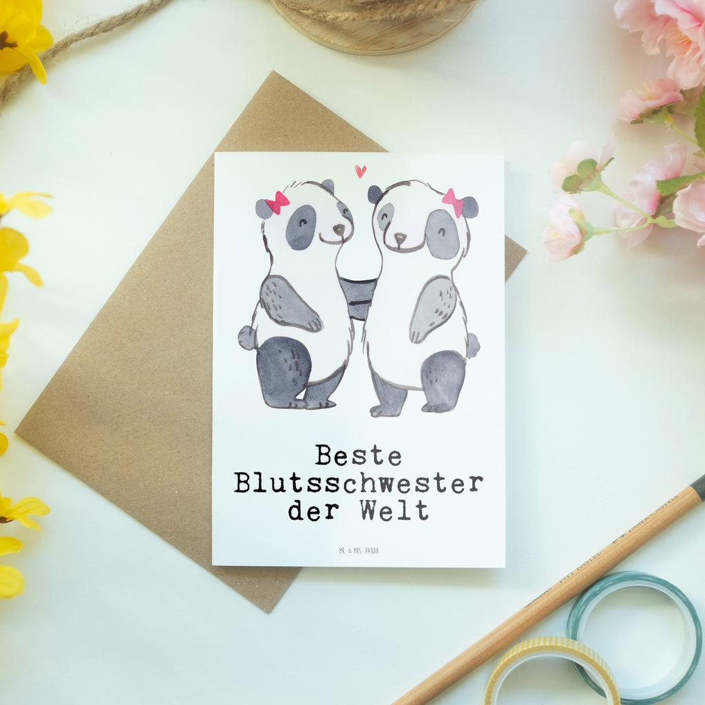 Grußkarte Panda Beste Blutsschwester der Welt Klappkarte, Einladungskarte, Glückwunschkarte, Hochzeitskarte, Geburtstagskarte, Karte, für, Dankeschön, Geschenk, Schenken, Geburtstag, Geburtstagsgeschenk, Geschenkidee, Danke, Bedanken, Mitbringsel, Freude machen, Geschenktipp, Blutsschwester, Blutsgeschwister, Freundin, Bae, Schwestern, Schwester, Geschwister, Schwesterherz, Sister, Familie, Kleinigkeit, Beste, Tochter, Liebe