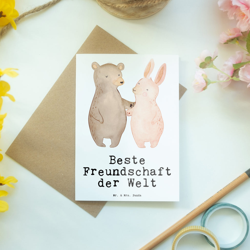 Grußkarte Hase Beste Freundschaft der Welt Klappkarte, Einladungskarte, Glückwunschkarte, Hochzeitskarte, Geburtstagskarte, Karte, für, Dankeschön, Geschenk, Schenken, Geburtstag, Geburtstagsgeschenk, Geschenkidee, Danke, Bedanken, Mitbringsel, Freude machen, Geschenktipp, Freundschaft, Freunde, Freunde fürs Leben, best friends, Freundin, Freund, Clique, Kumpel, bae, bff