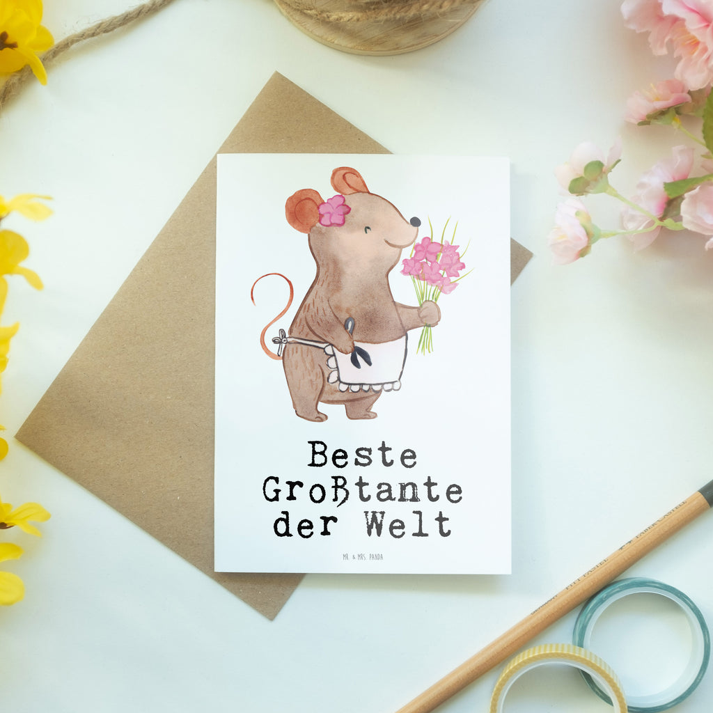Grußkarte Maus Beste Großtante der Welt Klappkarte, Einladungskarte, Glückwunschkarte, Hochzeitskarte, Geburtstagskarte, Karte, für, Dankeschön, Geschenk, Schenken, Geburtstag, Geburtstagsgeschenk, Geschenkidee, Danke, Bedanken, Mitbringsel, Freude machen, Geschenktipp, Großtante, Grosstante, Tante, Lieblingstante, Familie, Schwester, Tanten, Kleinigkeit, Beste, Nichte, Neffe, Groß