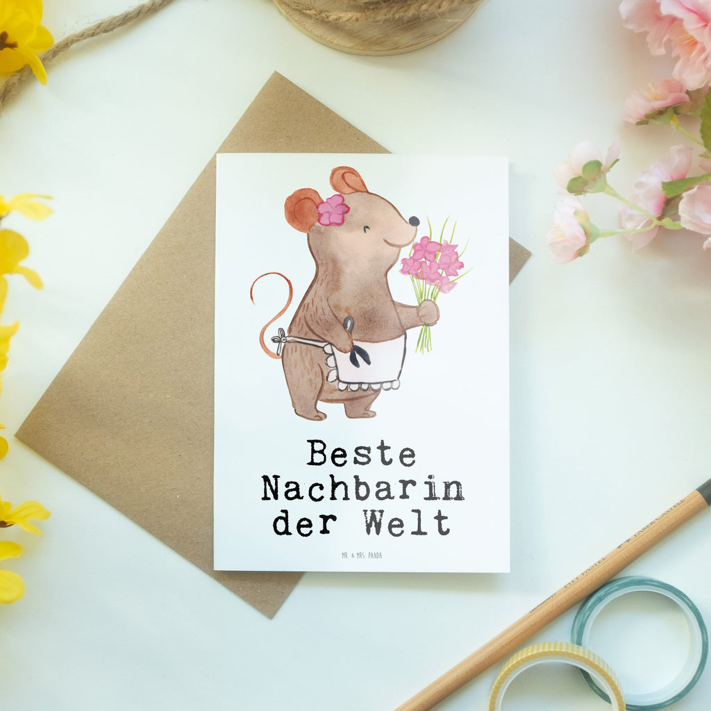 Grußkarte Maus Beste Nachbarin der Welt Klappkarte, Einladungskarte, Glückwunschkarte, Hochzeitskarte, Geburtstagskarte, Karte, für, Dankeschön, Geschenk, Schenken, Geburtstag, Geburtstagsgeschenk, Geschenkidee, Danke, Bedanken, Mitbringsel, Freude machen, Geschenktipp, Nachbarin, Nachbarn, Nachbarschaft, Freundin, Angrenzer, Anwohnerin, Bewohnerin, Freundschaft