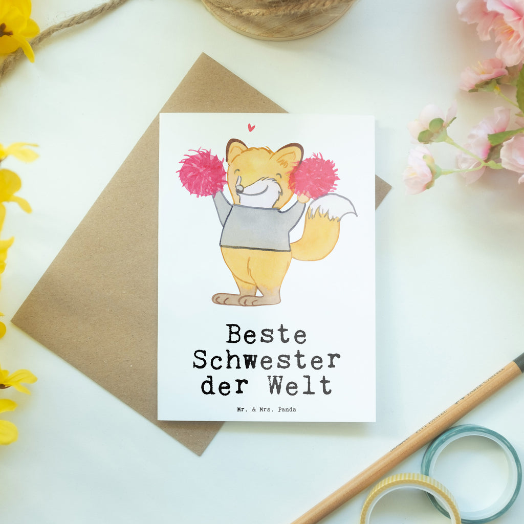 Grußkarte Fuchs Beste Schwester der Welt Klappkarte, Einladungskarte, Glückwunschkarte, Hochzeitskarte, Geburtstagskarte, Karte, für, Dankeschön, Geschenk, Schenken, Geburtstag, Geburtstagsgeschenk, Geschenkidee, Danke, Bedanken, Mitbringsel, Freude machen, Geschenktipp, Schwester, Geschwister, Schwesterherz, Sister, Familie, Kleinigkeit, Beste, Tochter