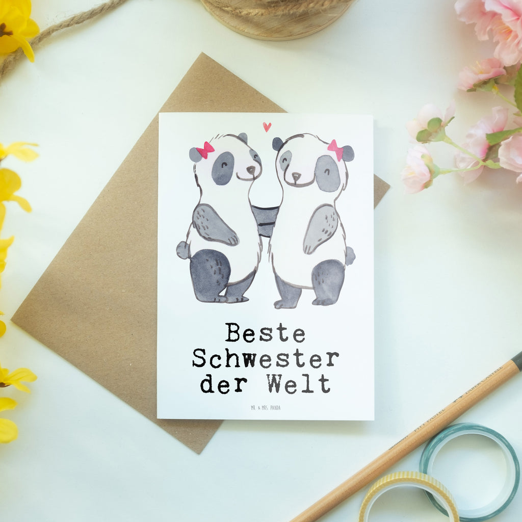 Grußkarte Panda Beste Schwester der Welt Klappkarte, Einladungskarte, Glückwunschkarte, Hochzeitskarte, Geburtstagskarte, Karte, für, Dankeschön, Geschenk, Schenken, Geburtstag, Geburtstagsgeschenk, Geschenkidee, Danke, Bedanken, Mitbringsel, Freude machen, Geschenktipp, Schwestern, Schwester, Geschwister, Schwesterherz, Sister, Familie, Kleinigkeit, Beste, Tochter, Liebe, Kinder