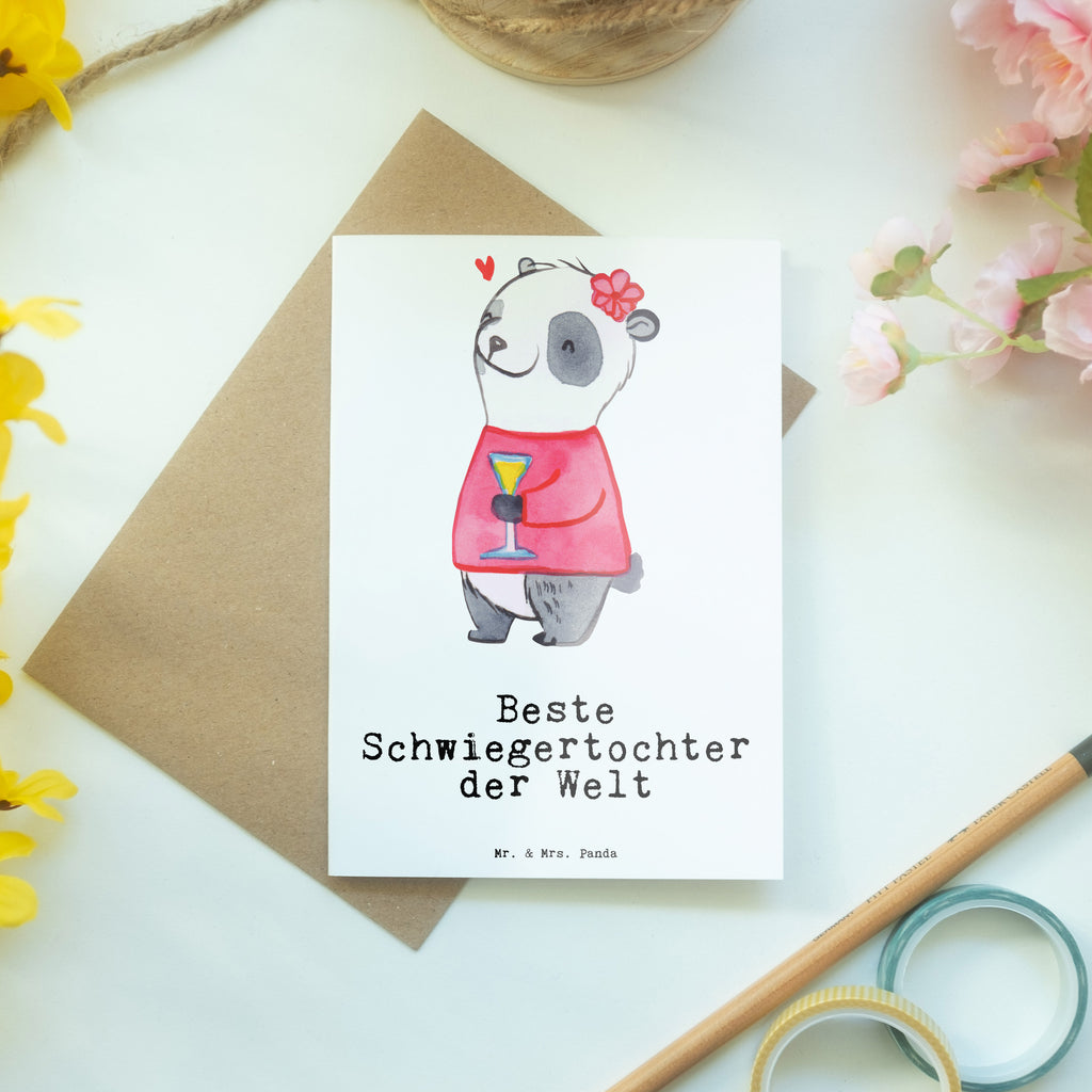 Grußkarte Panda Beste Schwiegertochter der Welt Klappkarte, Einladungskarte, Glückwunschkarte, Hochzeitskarte, Geburtstagskarte, Karte, für, Dankeschön, Geschenk, Schenken, Geburtstag, Geburtstagsgeschenk, Geschenkidee, Danke, Bedanken, Mitbringsel, Freude machen, Geschenktipp, Schwiegertochter, Tochter, Ehefrau des Sohns, Frau, angeheiratet, Hochzeit