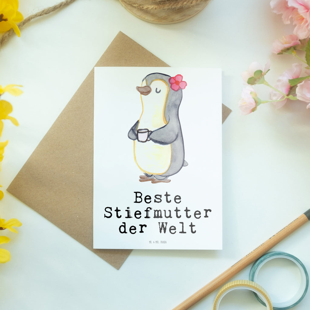 Grußkarte Pinguin Beste Stiefmutter der Welt Klappkarte, Einladungskarte, Glückwunschkarte, Hochzeitskarte, Geburtstagskarte, Karte, für, Dankeschön, Geschenk, Schenken, Geburtstag, Geburtstagsgeschenk, Geschenkidee, Danke, Bedanken, Mitbringsel, Freude machen, Geschenktipp, Stiefmutter, Stief Mutter, Stiefmama, Mami, Mutter, Muttertag, Mutti, Mama, Tochter, Sohn, Beste