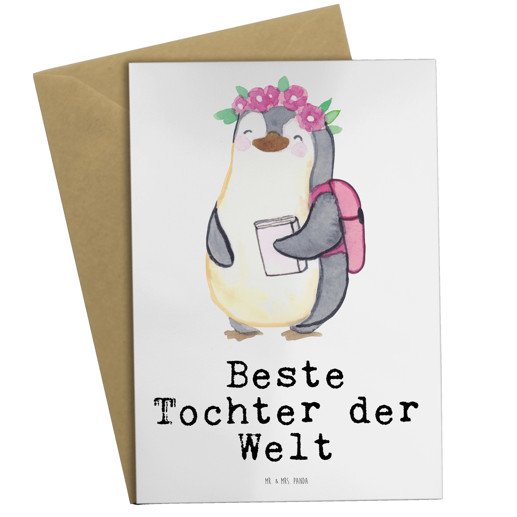 Grußkarte Pinguin Beste Tochter der Welt Klappkarte, Einladungskarte, Glückwunschkarte, Hochzeitskarte, Geburtstagskarte, Karte, für, Dankeschön, Geschenk, Schenken, Geburtstag, Geburtstagsgeschenk, Geschenkidee, Danke, Bedanken, Mitbringsel, Freude machen, Geschenktipp, Tochter, Töchter, Töchterchen, Geburt, Kleine, Mutter, Vater, Kind, Kinder, Familie, Belohnung