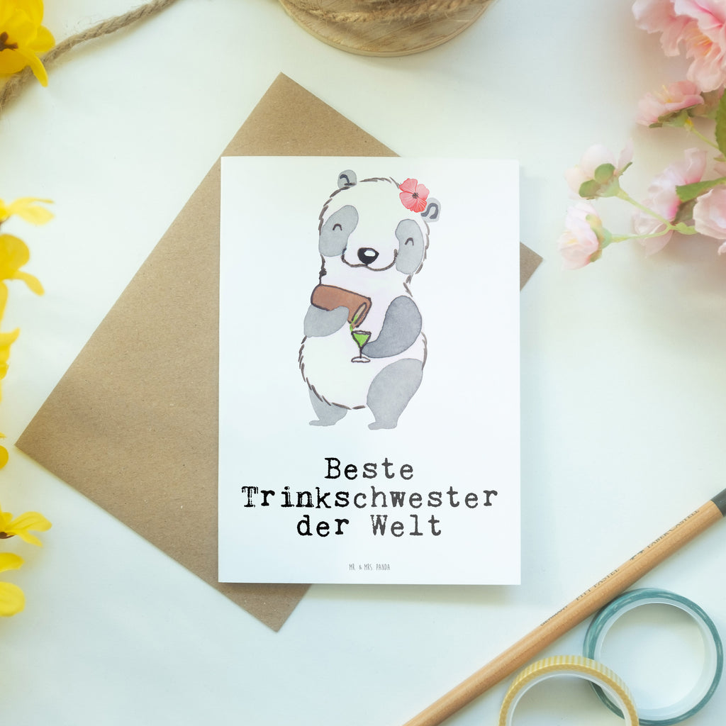 Grußkarte Panda Beste Trinkschwester der Welt Klappkarte, Einladungskarte, Glückwunschkarte, Hochzeitskarte, Geburtstagskarte, Karte, für, Dankeschön, Geschenk, Schenken, Geburtstag, Geburtstagsgeschenk, Geschenkidee, Danke, Bedanken, Mitbringsel, Freude machen, Geschenktipp, Trinkschwester, Saufschwester, Schwester, Sister, Freundin, Party, Bae, Trinken, Alkohol, Wochenende, Kleinigkeit, Sister from another Mister