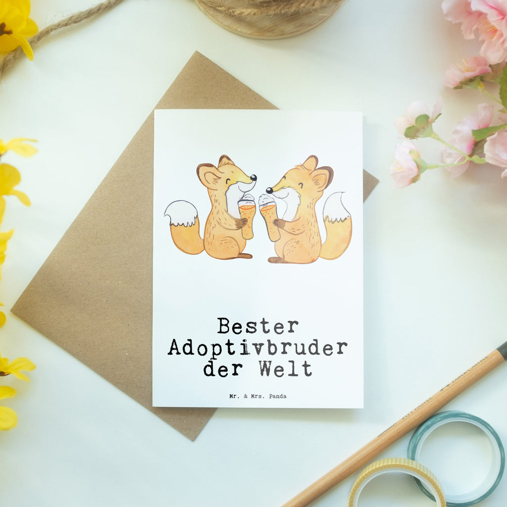 Grußkarte Fuchs Bester Adoptivbruder der Welt Klappkarte, Einladungskarte, Glückwunschkarte, Hochzeitskarte, Geburtstagskarte, Karte, für, Dankeschön, Geschenk, Schenken, Geburtstag, Geburtstagsgeschenk, Geschenkidee, Danke, Bedanken, Mitbringsel, Freude machen, Geschenktipp, Adoptivbruder, adoptiert, Bruder, Brudi, Geschwister, Bruderherz, Schwester, Familie, Kleinigkeit, Brother, Bester, Sohn