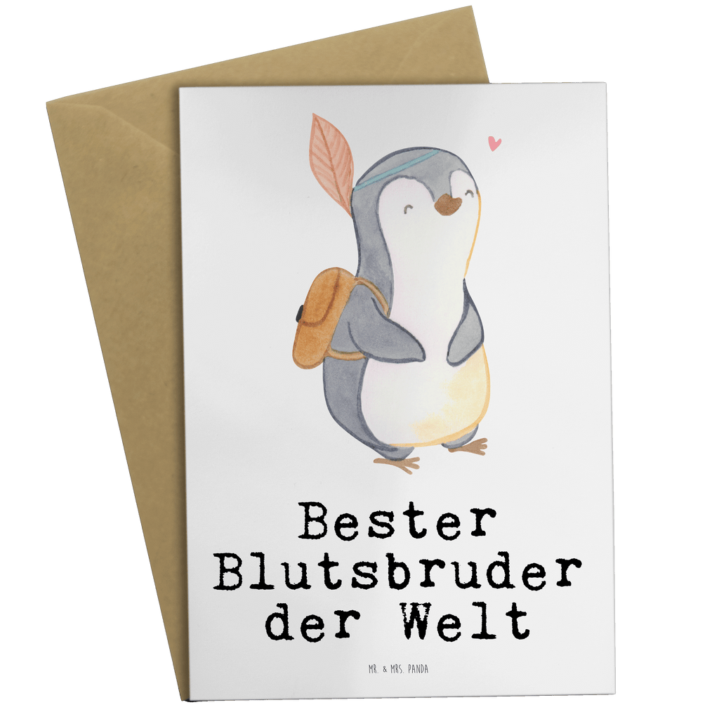 Grußkarte Pinguin Bester Blutsbruder der Welt Klappkarte, Einladungskarte, Glückwunschkarte, Hochzeitskarte, Geburtstagskarte, Karte, für, Dankeschön, Geschenk, Schenken, Geburtstag, Geburtstagsgeschenk, Geschenkidee, Danke, Bedanken, Mitbringsel, Freude machen, Geschenktipp, Blutsbruder, Blutsgeschwister, Freund, Brüder, Geschwister, Bruderherz, Brother, Familie, Kleinigkeit, Bester, Sido