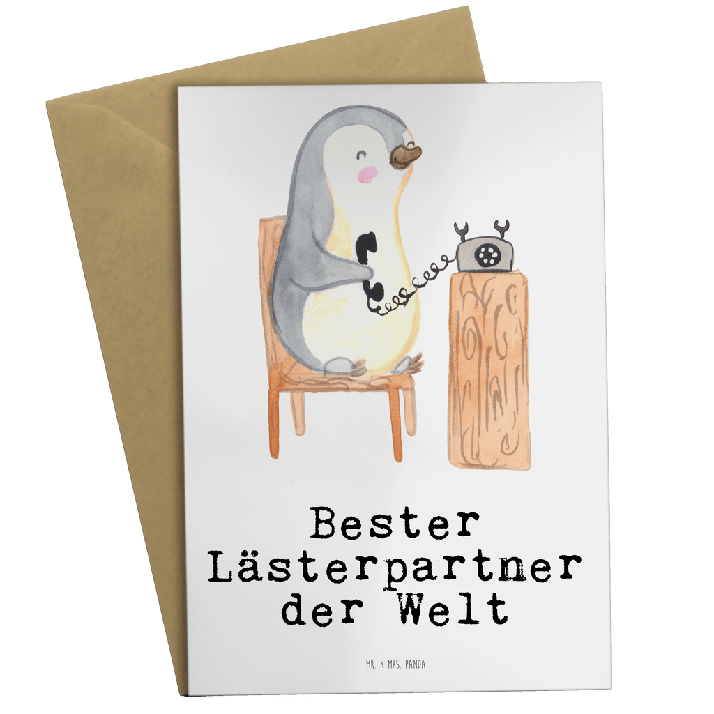 Grußkarte Pinguin Bester Lästerpartner der Welt Klappkarte, Einladungskarte, Glückwunschkarte, Hochzeitskarte, Geburtstagskarte, Karte, für, Dankeschön, Geschenk, Schenken, Geburtstag, Geburtstagsgeschenk, Geschenkidee, Danke, Bedanken, Mitbringsel, Freude machen, Geschenktipp, Lästerpartner, Lesterpartner, lestern, Lästerschwester, Lästern, beste Freundin, Freundin, Spaß, bff
