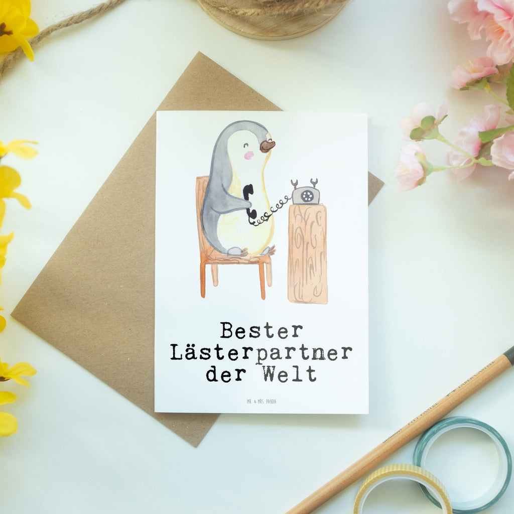 Grußkarte Pinguin Bester Lästerpartner der Welt Klappkarte, Einladungskarte, Glückwunschkarte, Hochzeitskarte, Geburtstagskarte, Karte, für, Dankeschön, Geschenk, Schenken, Geburtstag, Geburtstagsgeschenk, Geschenkidee, Danke, Bedanken, Mitbringsel, Freude machen, Geschenktipp, Lästerpartner, Lesterpartner, lestern, Lästerschwester, Lästern, beste Freundin, Freundin, Spaß, bff