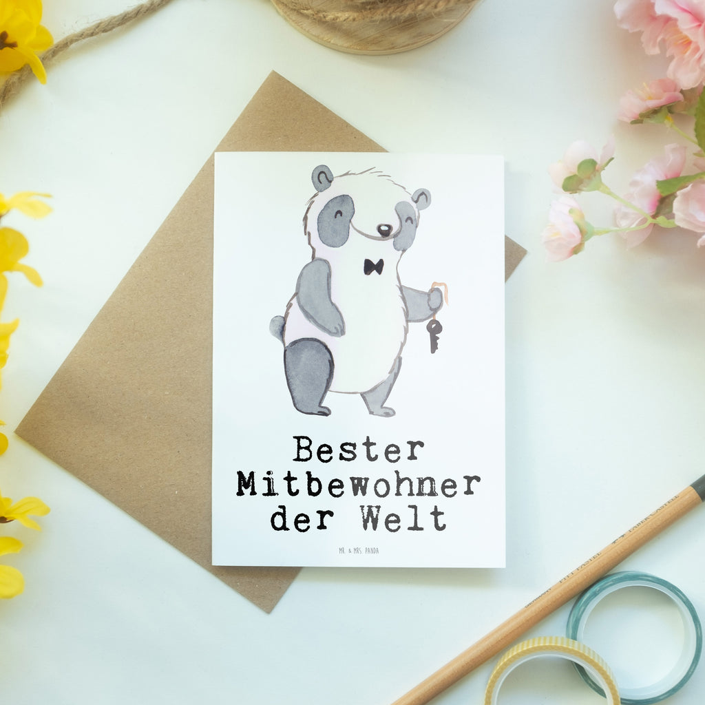 Grußkarte Panda Bester Mitbewohner der Welt Klappkarte, Einladungskarte, Glückwunschkarte, Hochzeitskarte, Geburtstagskarte, Karte, für, Dankeschön, Geschenk, Schenken, Geburtstag, Geburtstagsgeschenk, Geschenkidee, Danke, Bedanken, Mitbringsel, Freude machen, Geschenktipp, Mitbewohner, WG, Zimmernachbar, Wohngemeinschaft, WG-Bewohner, Zimmerkollege, Zimmergenosse, Stubenkamerad