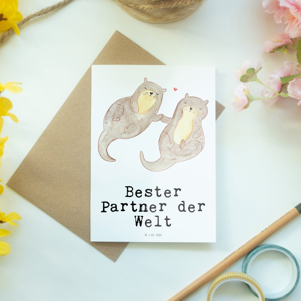 Grußkarte Otter Bester Partner der Welt Klappkarte, Einladungskarte, Glückwunschkarte, Hochzeitskarte, Geburtstagskarte, Karte, für, Dankeschön, Geschenk, Schenken, Geburtstag, Geburtstagsgeschenk, Geschenkidee, Danke, Bedanken, Mitbringsel, Freude machen, Geschenktipp, Partner, Ehepartner, Mann, Frau, Ehefrau, Ehemann. Freundin, Freund, Lebensgefährte, Paar, Liebe