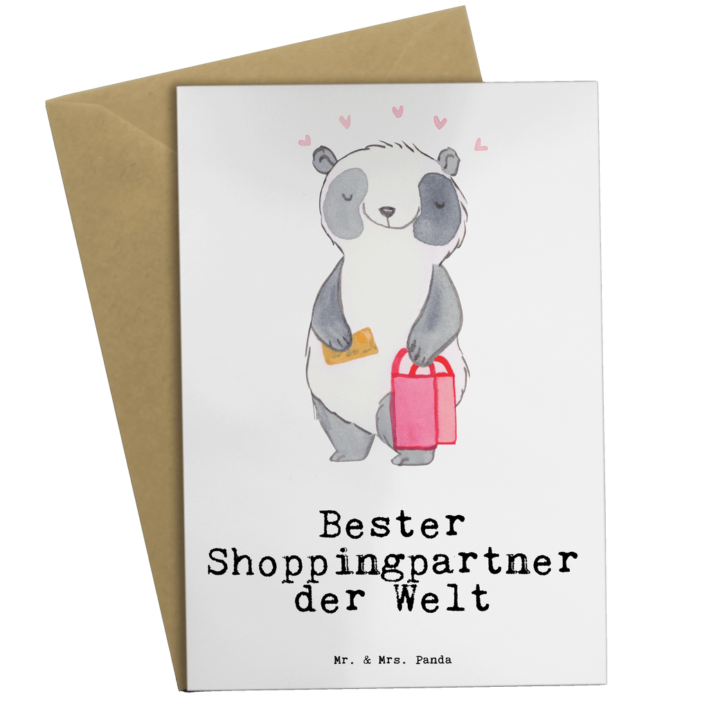 Grußkarte Panda Bester Shoppingpartner der Welt Klappkarte, Einladungskarte, Glückwunschkarte, Hochzeitskarte, Geburtstagskarte, Karte, für, Dankeschön, Geschenk, Schenken, Geburtstag, Geburtstagsgeschenk, Geschenkidee, Danke, Bedanken, Mitbringsel, Freude machen, Geschenktipp, Shoppingpartner, Shoppen, Begleitung, Partner, Freundin, Freund, bff, Shopping, Einkaufen, Shopping-Queen, Queen, Bester