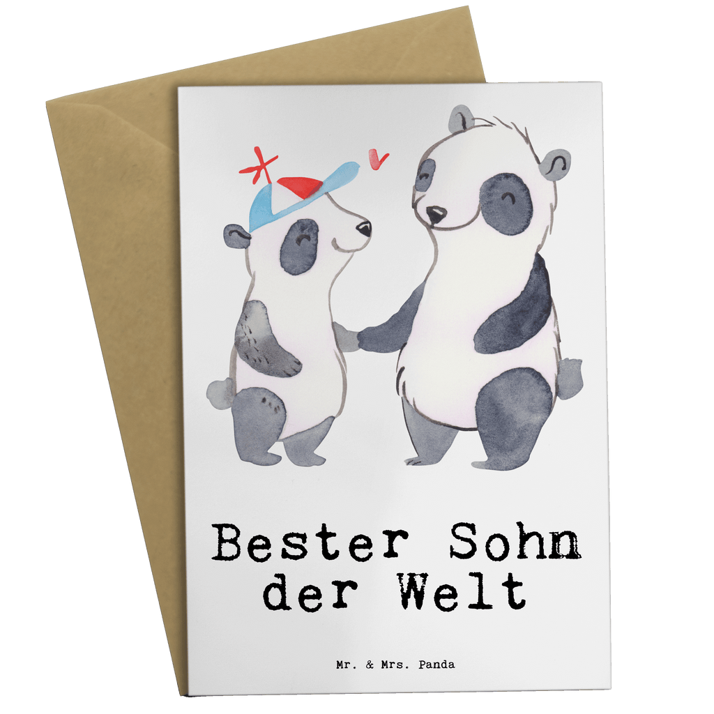 Grußkarte Panda Bester Sohn der Welt Klappkarte, Einladungskarte, Glückwunschkarte, Hochzeitskarte, Geburtstagskarte, Karte, für, Dankeschön, Geschenk, Schenken, Geburtstag, Geburtstagsgeschenk, Geschenkidee, Danke, Bedanken, Mitbringsel, Freude machen, Geschenktipp, Sohn, Sohnemann, Söhnchen, Bube, Bub, Nachwuchs, Nachkomme, Kind, Familie, Vater, Belohnung