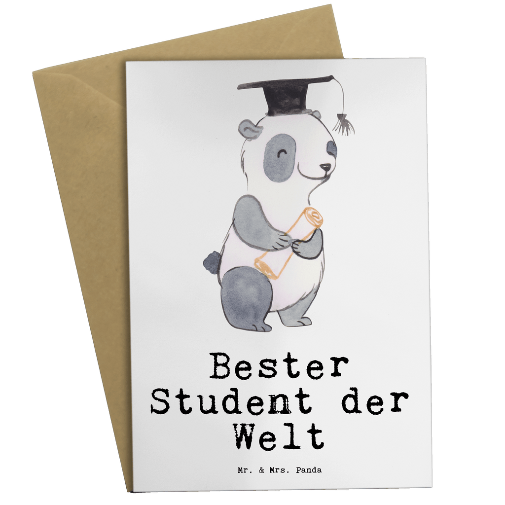 Grußkarte Panda Bester Student der Welt Klappkarte, Einladungskarte, Glückwunschkarte, Hochzeitskarte, Geburtstagskarte, Karte, für, Dankeschön, Geschenk, Schenken, Geburtstag, Geburtstagsgeschenk, Geschenkidee, Danke, Bedanken, Mitbringsel, Freude machen, Geschenktipp, Student, Studium, Sohn, Spaß, Musterschüler, lustig, Studienabschluss, witzig, Universität, Abschluss, Alumni, Uni, Studenten, Hochschule