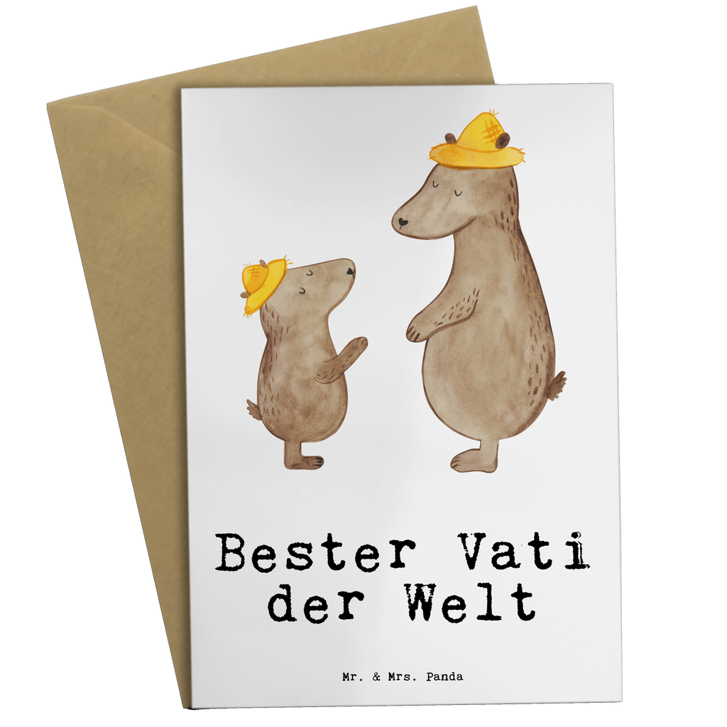 Grußkarte Bär Bester Vati der Welt Klappkarte, Einladungskarte, Glückwunschkarte, Hochzeitskarte, Geburtstagskarte, Karte, für, Dankeschön, Geschenk, Schenken, Geburtstag, Geburtstagsgeschenk, Geschenkidee, Danke, Bedanken, Mitbringsel, Freude machen, Geschenktipp, Vater, Papa, Dad, Daddy, Paps, Papi, Vati, Eltern, Geschenk Vater, Mann, Familie, Bester, Kleinigkeit