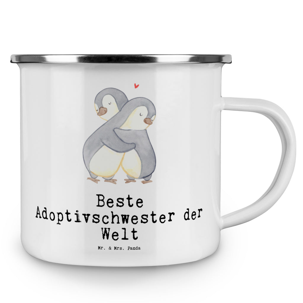 Camping Emaille Tasse Pinguin Beste Adoptivschwester der Welt Campingtasse, Trinkbecher, Metalltasse, Outdoor Tasse, Emaille Trinkbecher, Blechtasse Outdoor, Emaille Campingbecher, Edelstahl Trinkbecher, Metalltasse für Camping, Kaffee Blechtasse, Camping Tasse Metall, für, Dankeschön, Geschenk, Schenken, Geburtstag, Geburtstagsgeschenk, Geschenkidee, Danke, Bedanken, Mitbringsel, Freude machen, Geschenktipp, Adoptivschwester, Adoptiv, adoptiert, Schwester, Geschwister, Schwesterherz, Sister, Familie, Kleinigkeit, Beste, Tochter
