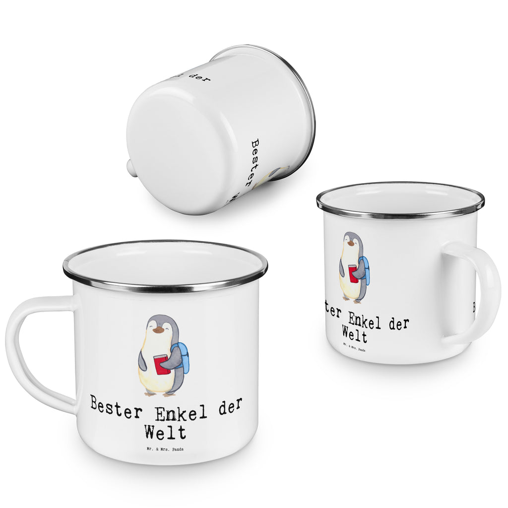 Camping Emaille Tasse Pinguin Bester Enkel der Welt Campingtasse, Trinkbecher, Metalltasse, Outdoor Tasse, Emaille Trinkbecher, Blechtasse Outdoor, Emaille Campingbecher, Edelstahl Trinkbecher, Metalltasse für Camping, Kaffee Blechtasse, Camping Tasse Metall, für, Dankeschön, Geschenk, Schenken, Geburtstag, Geburtstagsgeschenk, Geschenkidee, Danke, Bedanken, Mitbringsel, Freude machen, Geschenktipp, Enkel, Enkelkind, Enkelsohn, Oma, Opa, Kind von Tochter, Kind von Sohn, Taufe, Großsohn