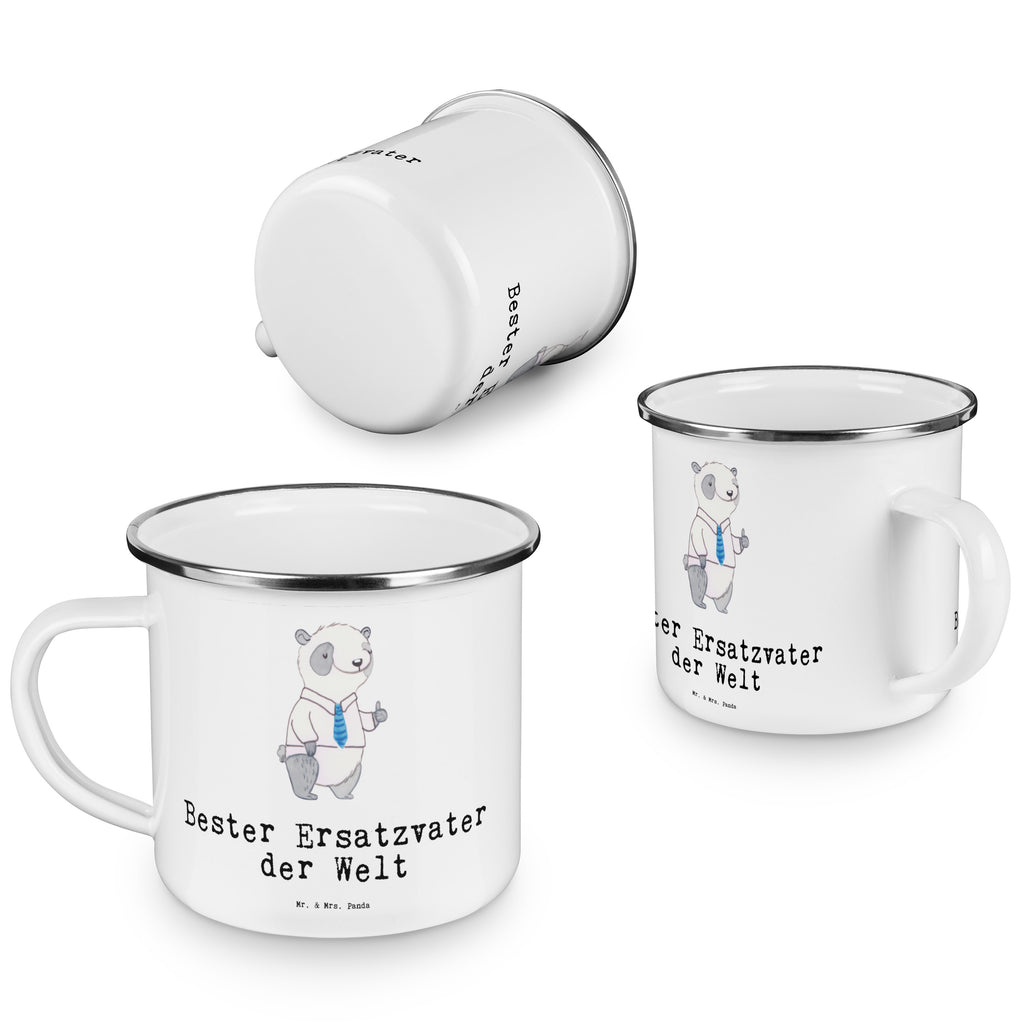 Camping Emaille Tasse Panda Bester Ersatzvater der Welt Campingtasse, Trinkbecher, Metalltasse, Outdoor Tasse, Emaille Trinkbecher, Blechtasse Outdoor, Emaille Campingbecher, Edelstahl Trinkbecher, Metalltasse für Camping, Kaffee Blechtasse, Camping Tasse Metall, für, Dankeschön, Geschenk, Schenken, Geburtstag, Geburtstagsgeschenk, Geschenkidee, Danke, Bedanken, Mitbringsel, Freude machen, Geschenktipp, Bester, Ersatzvater, Ersatz, zweiter, Vater, Papa, Dad, Daddy, Paps, Papi, Vati, Eltern, Geschenk Vater, Mann, Familie, Kleinigkeit