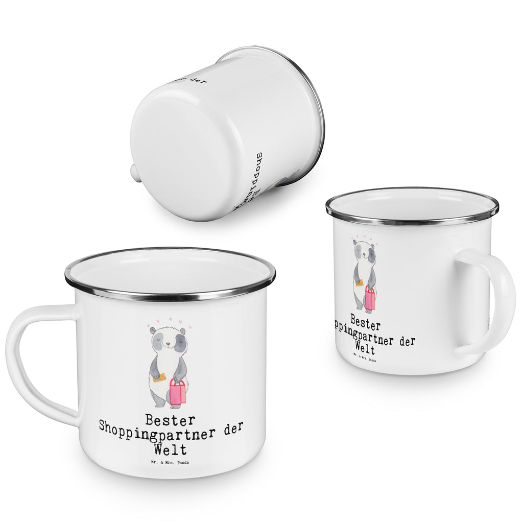 Camping Emaille Tasse Panda Bester Shoppingpartner der Welt Campingtasse, Trinkbecher, Metalltasse, Outdoor Tasse, Emaille Trinkbecher, Blechtasse Outdoor, Emaille Campingbecher, Edelstahl Trinkbecher, Metalltasse für Camping, Kaffee Blechtasse, Camping Tasse Metall, für, Dankeschön, Geschenk, Schenken, Geburtstag, Geburtstagsgeschenk, Geschenkidee, Danke, Bedanken, Mitbringsel, Freude machen, Geschenktipp, Shoppingpartner, Shoppen, Begleitung, Partner, Freundin, Freund, bff, Shopping, Einkaufen, Shopping-Queen, Queen, Bester