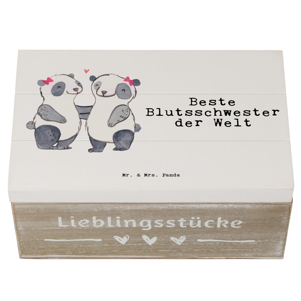 Holzkiste Panda Beste Blutsschwester der Welt Blutsschwester, Blutsgeschwister, Freundin, Bae, Schwestern, Schwester, Geschwister, Schwesterherz, Sister, Geschenk, Familie, Kleinigkeit, Beste, Tochter, Liebe Holzkiste, Kiste, Schatzkiste, Truhe, Schatulle, XXL,  Erinnerungsbox, Erinnerungskiste, Dekokiste, Aufbewahrungsbox  für, Dankeschön, Geschenk, Schenken, Geburtstag, Geburtstagsgeschenk, Geschenkidee, Danke, Bedanken, Mitbringsel, Freude machen, Geschenktipp