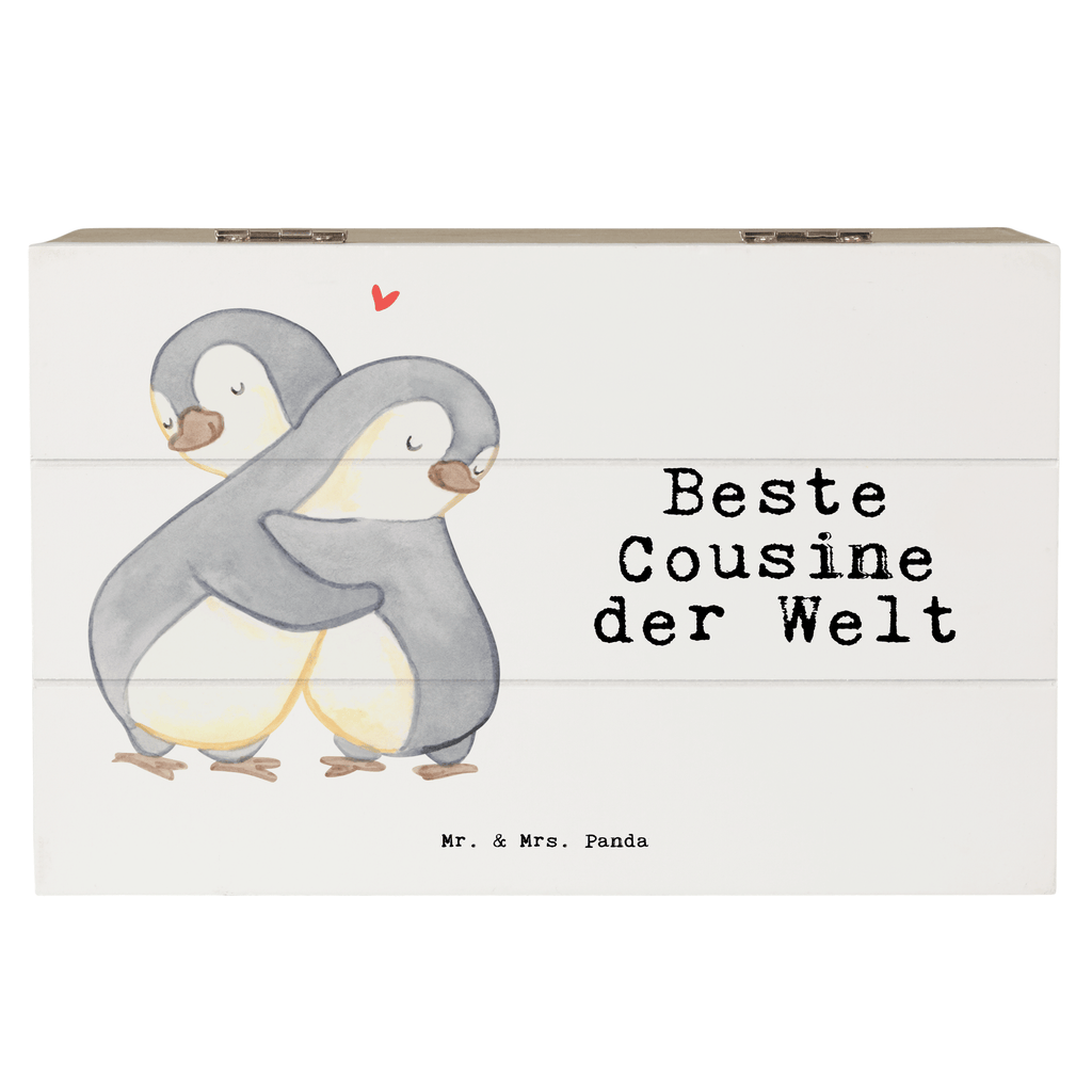 Holzkiste Pinguin Beste Cousine der Welt Cousine, Kusine, Kousine, Cousinchen, Tochter von Onkel, Tochter von Tante, Familie, Verwandtschaft, Cousin Holzkiste, Kiste, Schatzkiste, Truhe, Schatulle, XXL,  Erinnerungsbox, Erinnerungskiste, Dekokiste, Aufbewahrungsbox  für, Dankeschön, Geschenk, Schenken, Geburtstag, Geburtstagsgeschenk, Geschenkidee, Danke, Bedanken, Mitbringsel, Freude machen, Geschenktipp
