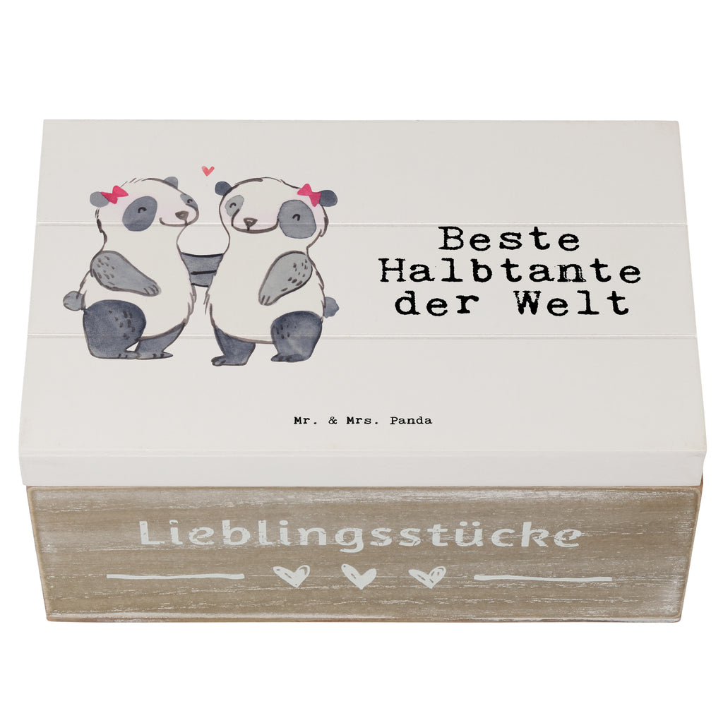 Holzkiste Panda Beste Halbtante der Welt Halbtante, Tante, beste Tante, Stieftante, Stief, Stiefgeschwister, Geschenk, Familie, Kleinigkeit Holzkiste, Kiste, Schatzkiste, Truhe, Schatulle, XXL,  Erinnerungsbox, Erinnerungskiste, Dekokiste, Aufbewahrungsbox  für, Dankeschön, Geschenk, Schenken, Geburtstag, Geburtstagsgeschenk, Geschenkidee, Danke, Bedanken, Mitbringsel, Freude machen, Geschenktipp
