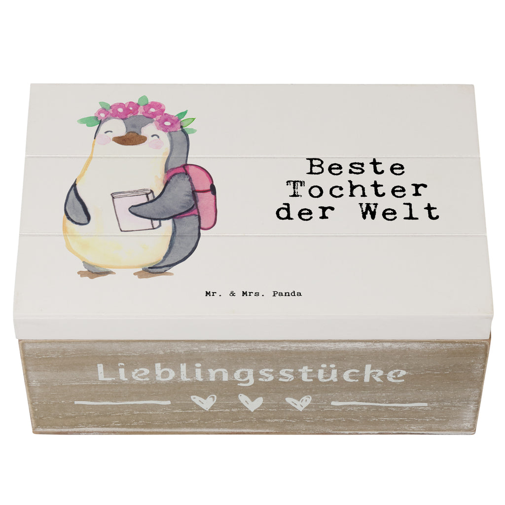Holzkiste Pinguin Beste Tochter der Welt Tochter, Töchter, Töchterchen, Geburt, Kleine, Mutter, Vater, Kind, Kinder, Familie, Belohnung, Dankeschön, Holzkiste, Kiste, Schatzkiste, Truhe, Schatulle, XXL,  Erinnerungsbox, Erinnerungskiste, Dekokiste, Aufbewahrungsbox  für, Dankeschön, Geschenk, Schenken, Geburtstag, Geburtstagsgeschenk, Geschenkidee, Danke, Bedanken, Mitbringsel, Freude machen, Geschenktipp