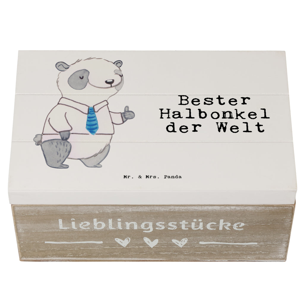 Holzkiste Panda Bester Halbonkel der Welt Onkel, bester Onkel, Halbonkel, Stiefonkel, Stief, Stiefgeschwister, Geschenk, Familie, Kleinigkeit Holzkiste, Kiste, Schatzkiste, Truhe, Schatulle, XXL,  Erinnerungsbox, Erinnerungskiste, Dekokiste, Aufbewahrungsbox  für, Dankeschön, Geschenk, Schenken, Geburtstag, Geburtstagsgeschenk, Geschenkidee, Danke, Bedanken, Mitbringsel, Freude machen, Geschenktipp