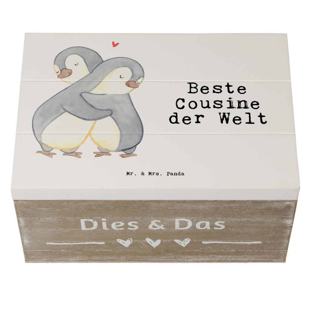 Holzkiste Pinguin Beste Cousine der Welt Cousine, Kusine, Kousine, Cousinchen, Tochter von Onkel, Tochter von Tante, Familie, Verwandtschaft, Cousin Holzkiste, Kiste, Schatzkiste, Truhe, Schatulle, XXL,  Erinnerungsbox, Erinnerungskiste, Dekokiste, Aufbewahrungsbox  für, Dankeschön, Geschenk, Schenken, Geburtstag, Geburtstagsgeschenk, Geschenkidee, Danke, Bedanken, Mitbringsel, Freude machen, Geschenktipp