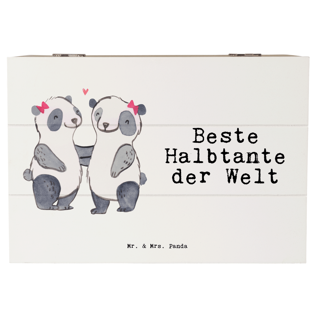 Holzkiste Panda Beste Halbtante der Welt Halbtante, Tante, beste Tante, Stieftante, Stief, Stiefgeschwister, Geschenk, Familie, Kleinigkeit Holzkiste, Kiste, Schatzkiste, Truhe, Schatulle, XXL,  Erinnerungsbox, Erinnerungskiste, Dekokiste, Aufbewahrungsbox  für, Dankeschön, Geschenk, Schenken, Geburtstag, Geburtstagsgeschenk, Geschenkidee, Danke, Bedanken, Mitbringsel, Freude machen, Geschenktipp