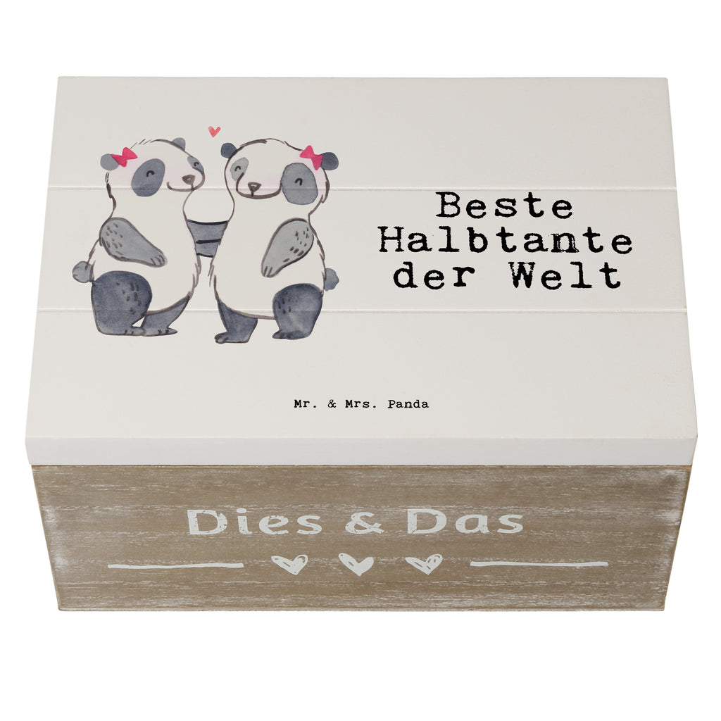 Holzkiste Panda Beste Halbtante der Welt Halbtante, Tante, beste Tante, Stieftante, Stief, Stiefgeschwister, Geschenk, Familie, Kleinigkeit Holzkiste, Kiste, Schatzkiste, Truhe, Schatulle, XXL,  Erinnerungsbox, Erinnerungskiste, Dekokiste, Aufbewahrungsbox  für, Dankeschön, Geschenk, Schenken, Geburtstag, Geburtstagsgeschenk, Geschenkidee, Danke, Bedanken, Mitbringsel, Freude machen, Geschenktipp