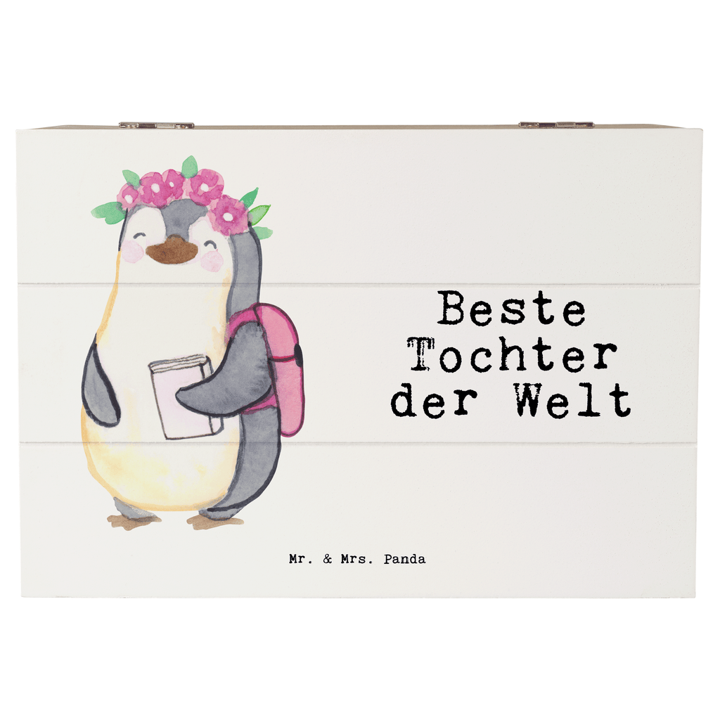 Holzkiste Pinguin Beste Tochter der Welt Tochter, Töchter, Töchterchen, Geburt, Kleine, Mutter, Vater, Kind, Kinder, Familie, Belohnung, Dankeschön, Holzkiste, Kiste, Schatzkiste, Truhe, Schatulle, XXL,  Erinnerungsbox, Erinnerungskiste, Dekokiste, Aufbewahrungsbox  für, Dankeschön, Geschenk, Schenken, Geburtstag, Geburtstagsgeschenk, Geschenkidee, Danke, Bedanken, Mitbringsel, Freude machen, Geschenktipp