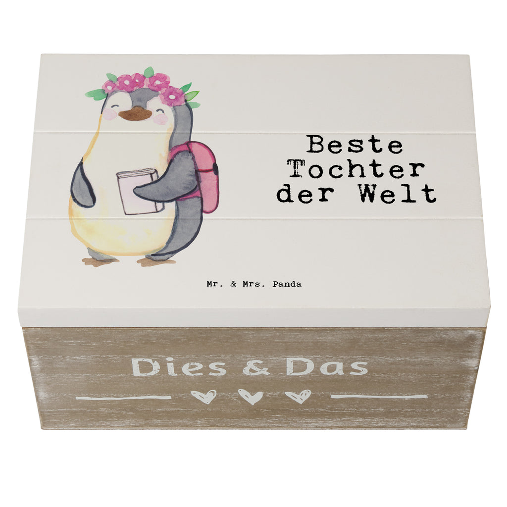 Holzkiste Pinguin Beste Tochter der Welt Tochter, Töchter, Töchterchen, Geburt, Kleine, Mutter, Vater, Kind, Kinder, Familie, Belohnung, Dankeschön, Holzkiste, Kiste, Schatzkiste, Truhe, Schatulle, XXL,  Erinnerungsbox, Erinnerungskiste, Dekokiste, Aufbewahrungsbox  für, Dankeschön, Geschenk, Schenken, Geburtstag, Geburtstagsgeschenk, Geschenkidee, Danke, Bedanken, Mitbringsel, Freude machen, Geschenktipp