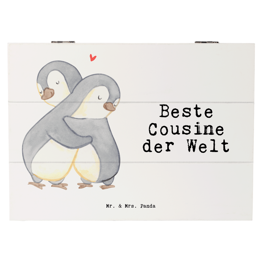 Holzkiste Pinguin Beste Cousine der Welt Cousine, Kusine, Kousine, Cousinchen, Tochter von Onkel, Tochter von Tante, Familie, Verwandtschaft, Cousin Holzkiste, Kiste, Schatzkiste, Truhe, Schatulle, XXL,  Erinnerungsbox, Erinnerungskiste, Dekokiste, Aufbewahrungsbox  für, Dankeschön, Geschenk, Schenken, Geburtstag, Geburtstagsgeschenk, Geschenkidee, Danke, Bedanken, Mitbringsel, Freude machen, Geschenktipp