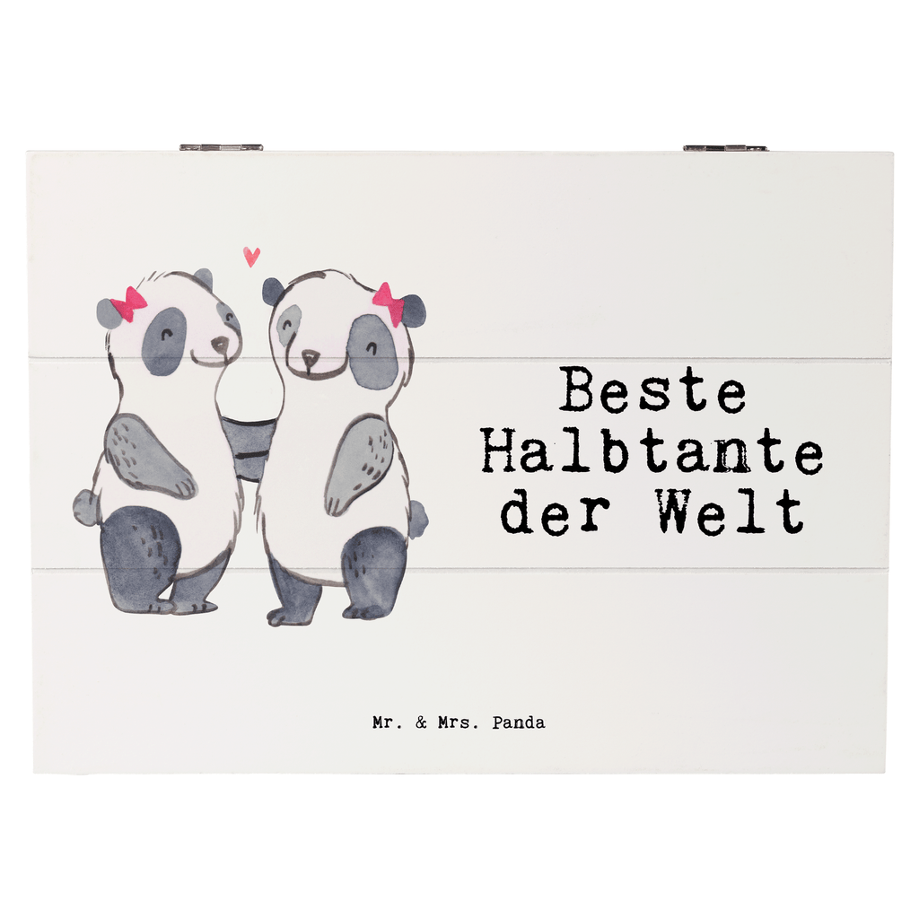 Holzkiste Panda Beste Halbtante der Welt Halbtante, Tante, beste Tante, Stieftante, Stief, Stiefgeschwister, Geschenk, Familie, Kleinigkeit Holzkiste, Kiste, Schatzkiste, Truhe, Schatulle, XXL,  Erinnerungsbox, Erinnerungskiste, Dekokiste, Aufbewahrungsbox  für, Dankeschön, Geschenk, Schenken, Geburtstag, Geburtstagsgeschenk, Geschenkidee, Danke, Bedanken, Mitbringsel, Freude machen, Geschenktipp