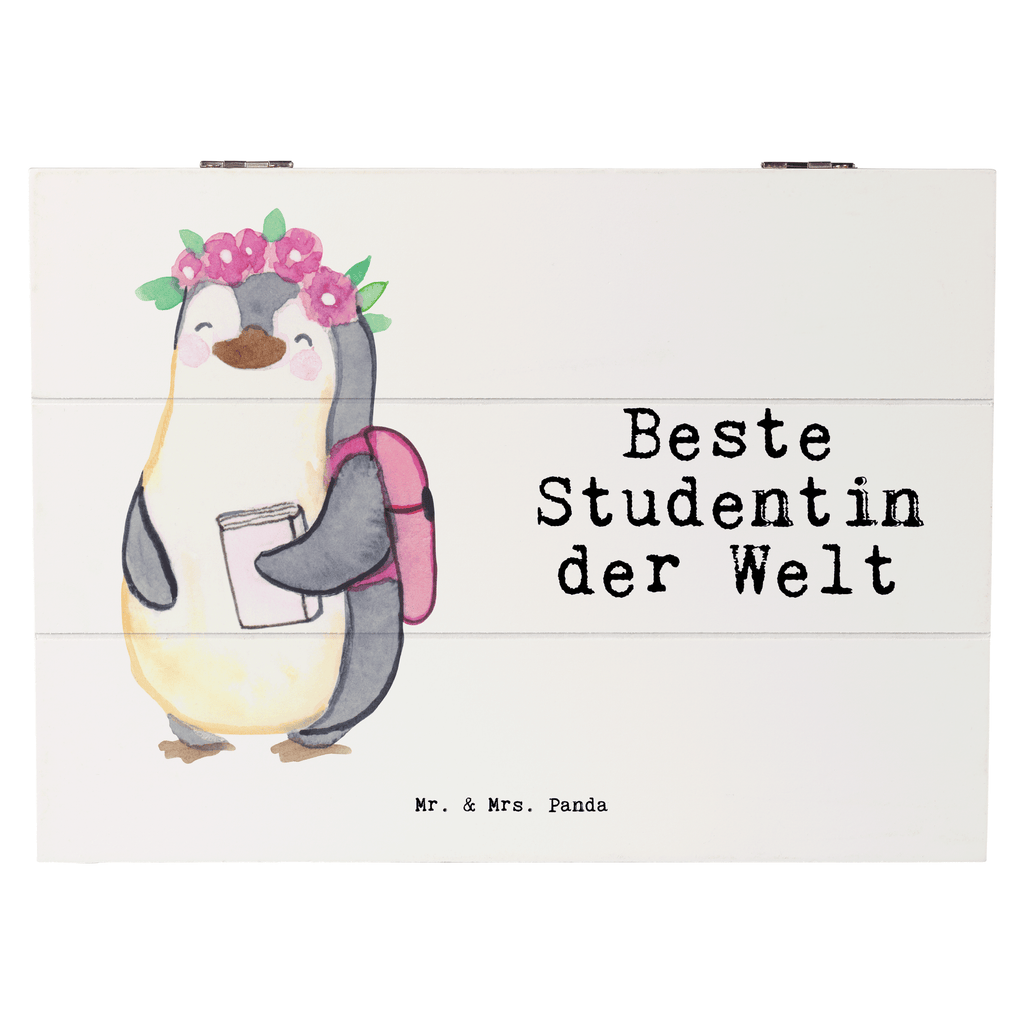 Holzkiste Pinguin Beste Studentin der Welt Studentin, Studium, Tochter, Spaß, Musterschülerin, lustig, Studienabschluss, witzig, Universität, Abschluss, Alumni, Uni, Studenten, Hochschule  Holzkiste, Kiste, Schatzkiste, Truhe, Schatulle, XXL,  Erinnerungsbox, Erinnerungskiste, Dekokiste, Aufbewahrungsbox  für, Dankeschön, Geschenk, Schenken, Geburtstag, Geburtstagsgeschenk, Geschenkidee, Danke, Bedanken, Mitbringsel, Freude machen, Geschenktipp