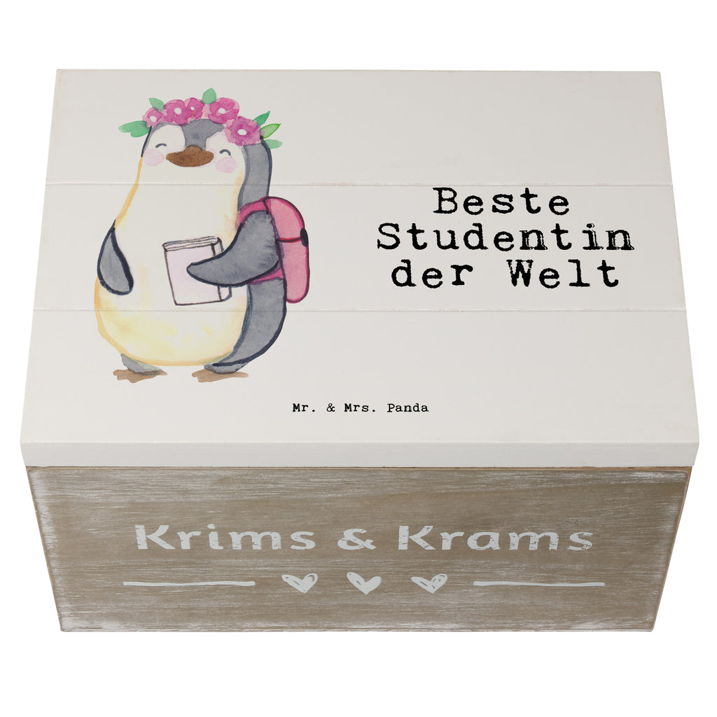 Holzkiste Pinguin Beste Studentin der Welt Studentin, Studium, Tochter, Spaß, Musterschülerin, lustig, Studienabschluss, witzig, Universität, Abschluss, Alumni, Uni, Studenten, Hochschule  Holzkiste, Kiste, Schatzkiste, Truhe, Schatulle, XXL,  Erinnerungsbox, Erinnerungskiste, Dekokiste, Aufbewahrungsbox  für, Dankeschön, Geschenk, Schenken, Geburtstag, Geburtstagsgeschenk, Geschenkidee, Danke, Bedanken, Mitbringsel, Freude machen, Geschenktipp