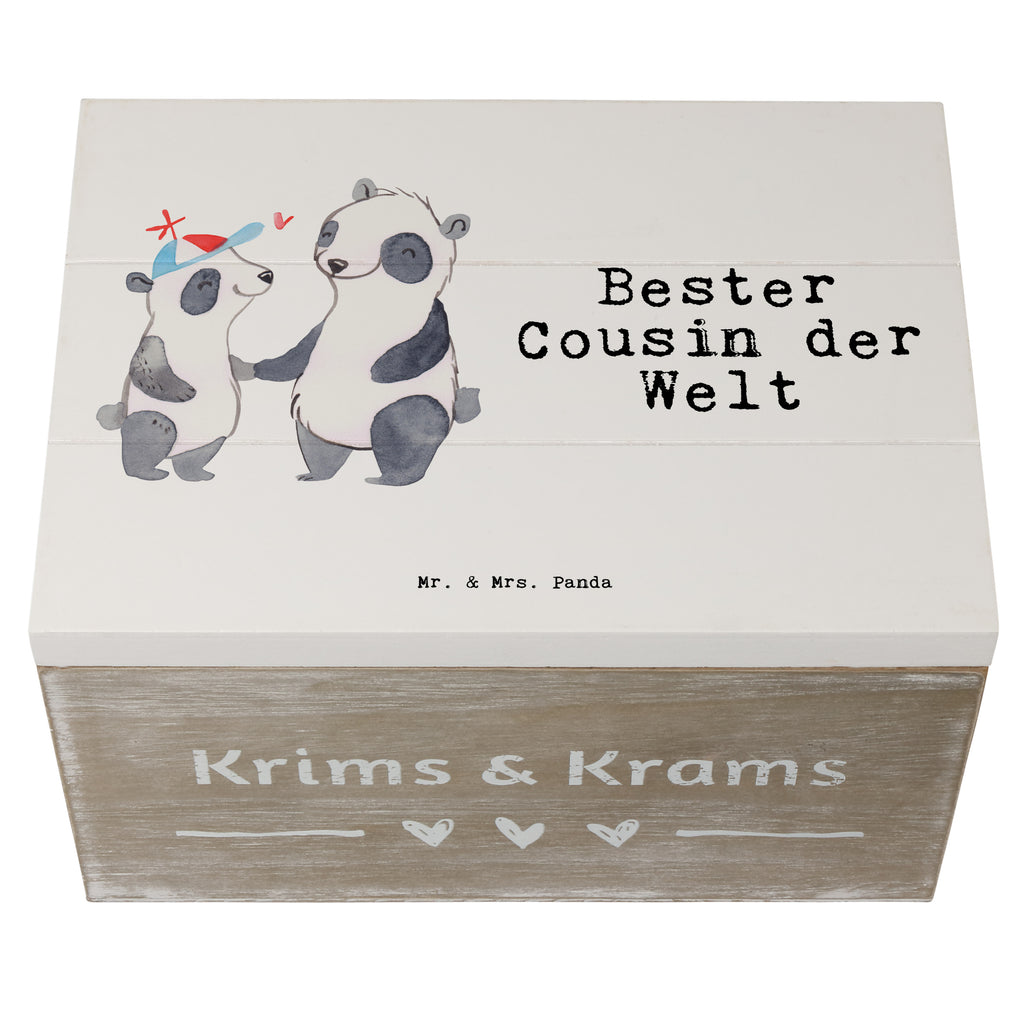 Holzkiste Panda Bester Cousin der Welt Cousin, Kousin, Vetter, Sohn von Onkel, Sohn von Tante, Familie, Verwandtschaft, Cousine Holzkiste, Kiste, Schatzkiste, Truhe, Schatulle, XXL,  Erinnerungsbox, Erinnerungskiste, Dekokiste, Aufbewahrungsbox  für, Dankeschön, Geschenk, Schenken, Geburtstag, Geburtstagsgeschenk, Geschenkidee, Danke, Bedanken, Mitbringsel, Freude machen, Geschenktipp