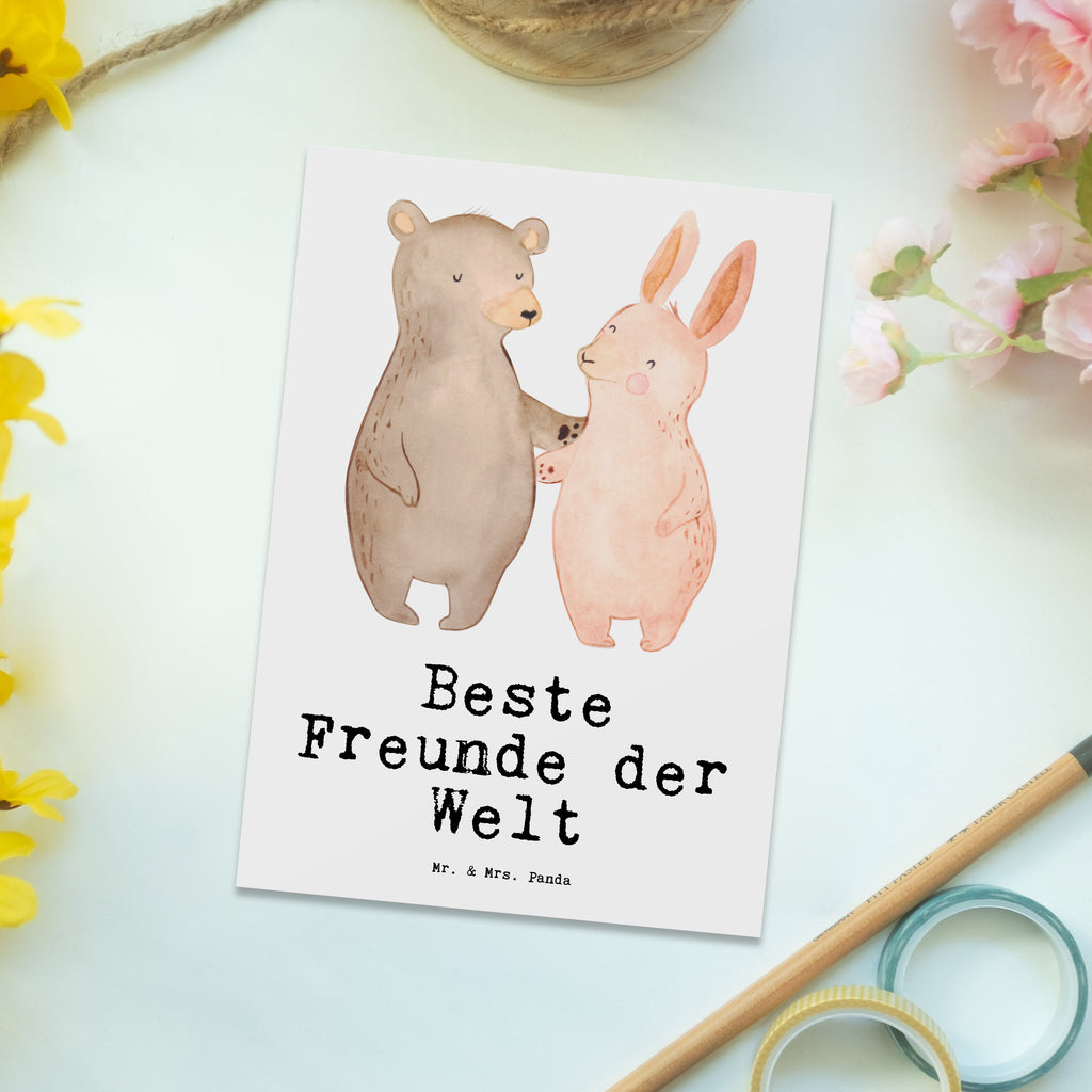Postkarte Hase Beste Freunde der Welt Geschenkkarte, Grußkarte, Karte, Einladung, Ansichtskarte, Geburtstagskarte, Einladungskarte, Dankeskarte, für, Dankeschön, Geschenk, Schenken, Geburtstag, Geburtstagsgeschenk, Geschenkidee, Danke, Bedanken, Mitbringsel, Freude machen, Geschenktipp, Freunde, best friends, Freundschaft, Freundin, Freund, Clique, Kumpel, bae, bff